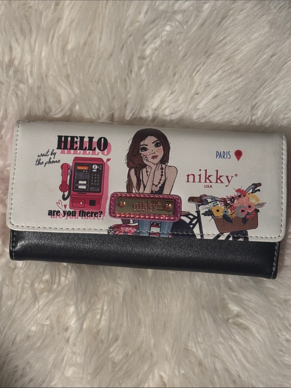 Nikky USA White, Black, Pink Graphic Flap Wallet